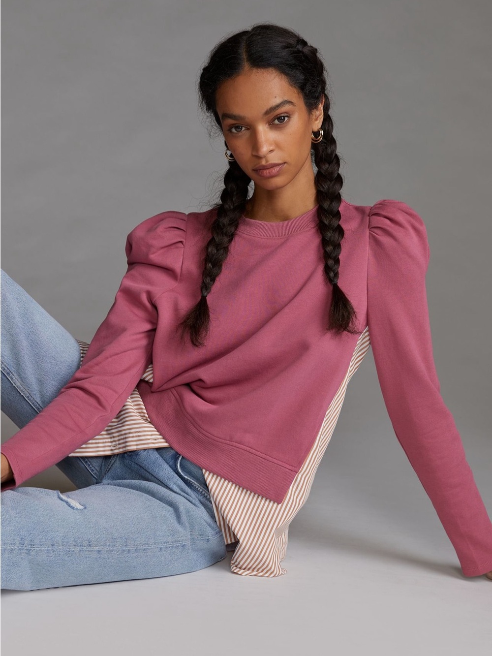 Anthropologie Maeve Layered Tunic Sweatshirt M